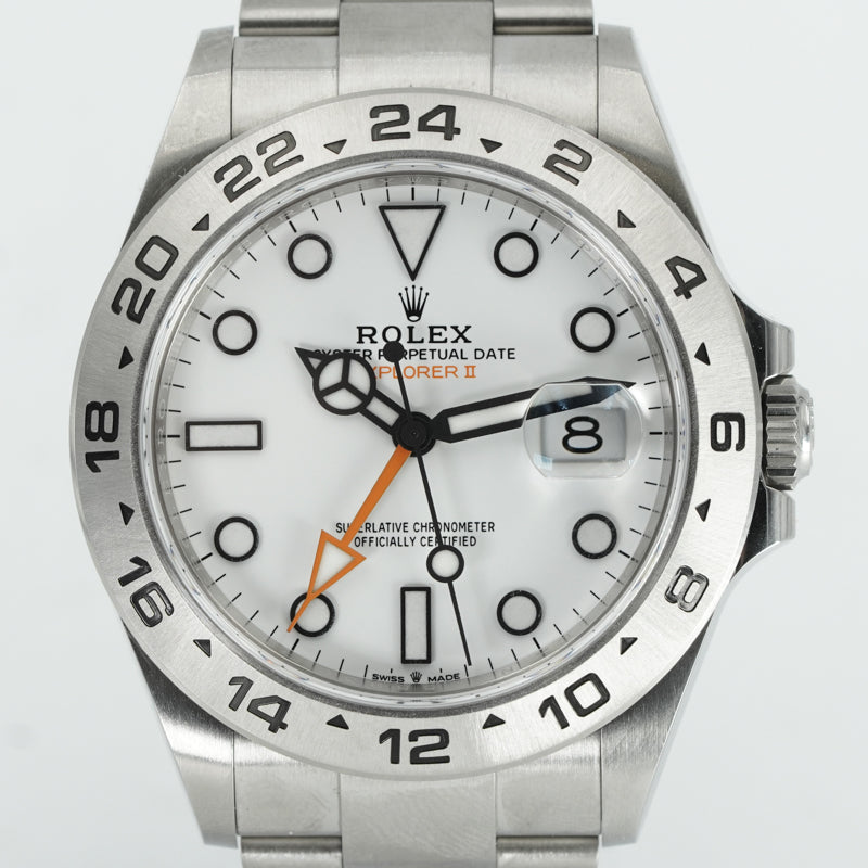 SOLD - 4/19/25 - Rolex Explorer II White 42mm 226570 B&P '23 Stainless Steel Polar Dial