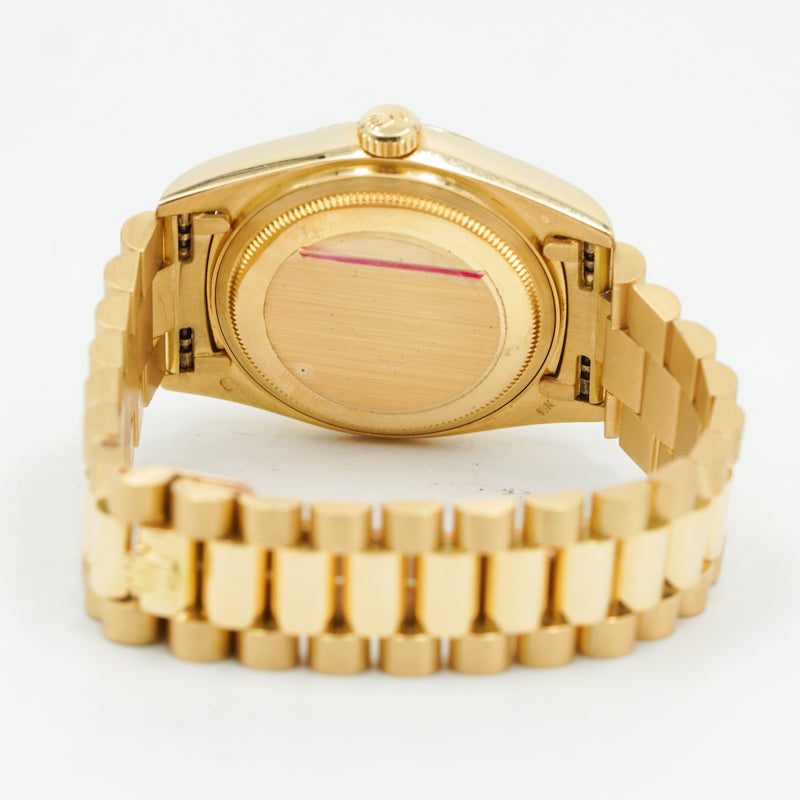 SOLD - 10/2/23 - Rolex Day-Date President 18038 Diamond Dial Yellow Gold 36mm 78