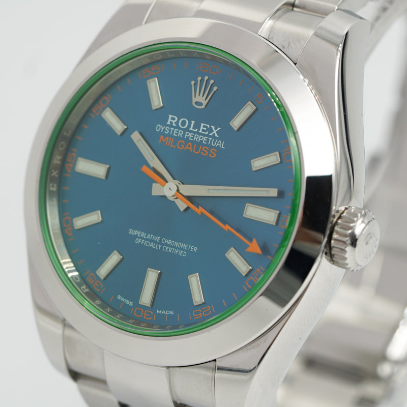 SOLD - 07/28/23 - Rolex Milgauss 116400GV Z-Blue Dial Green Sapphire Crystal 40mm