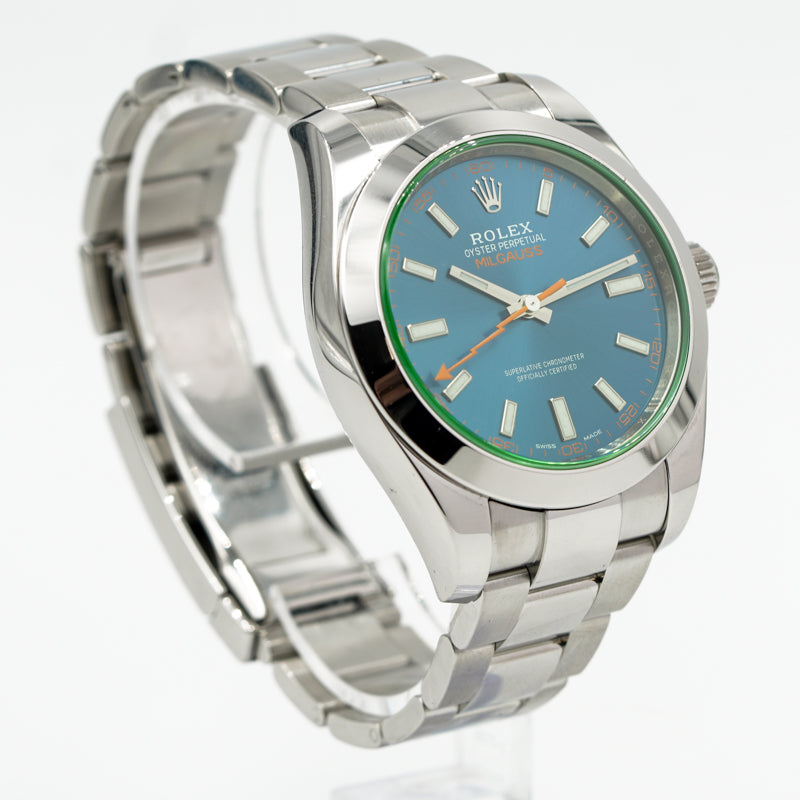 SOLD - 07/28/23 - Rolex Milgauss 116400GV Z-Blue Dial Green Sapphire Crystal 40mm