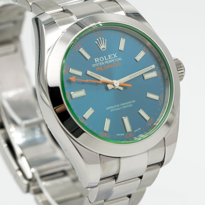 SOLD - 07/28/23 - Rolex Milgauss 116400GV Z-Blue Dial Green Sapphire Crystal 40mm