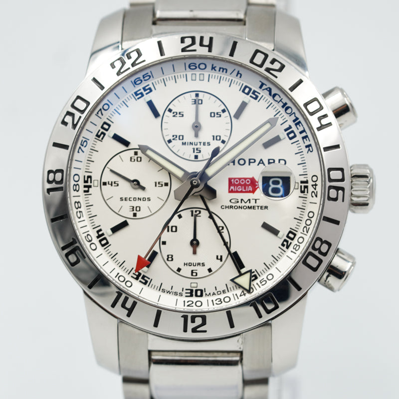SOLD - Chopard Mille Miglia 158992-3002 GMT Chronograph White Dial B&P 2011