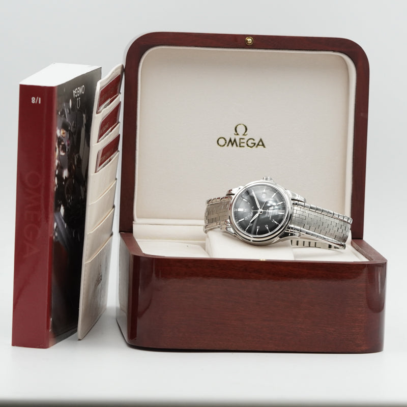 SOLD - 6/28/25 - Omega De Ville GMT 4533.51.00 Black Dial Stainless Steel 38.7mm B&P