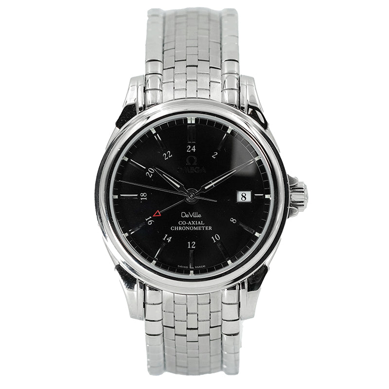 SOLD - 6/28/25 - Omega De Ville GMT 4533.51.00 Black Dial Stainless Steel 38.7mm B&P