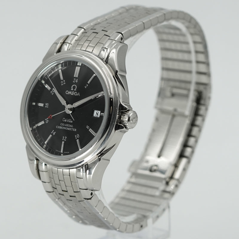 SOLD - 6/28/25 - Omega De Ville GMT 4533.51.00 Black Dial Stainless Steel 38.7mm B&P