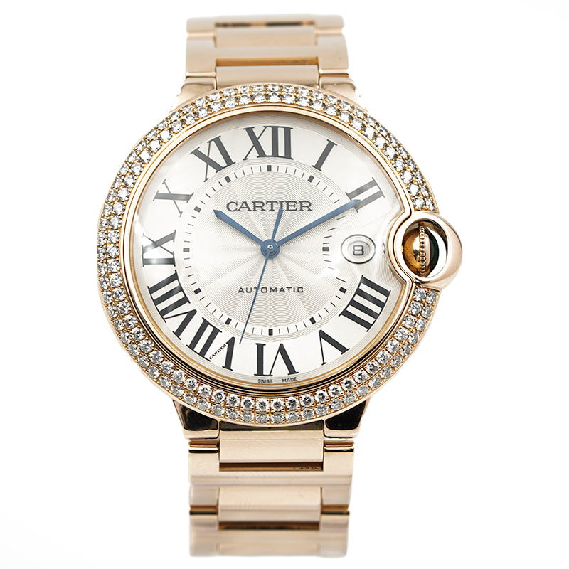 SOLD - 2/12/24 - Cartier Ballon Bleu Rose Gold 42mm Diamond Bezel WE9008Z3