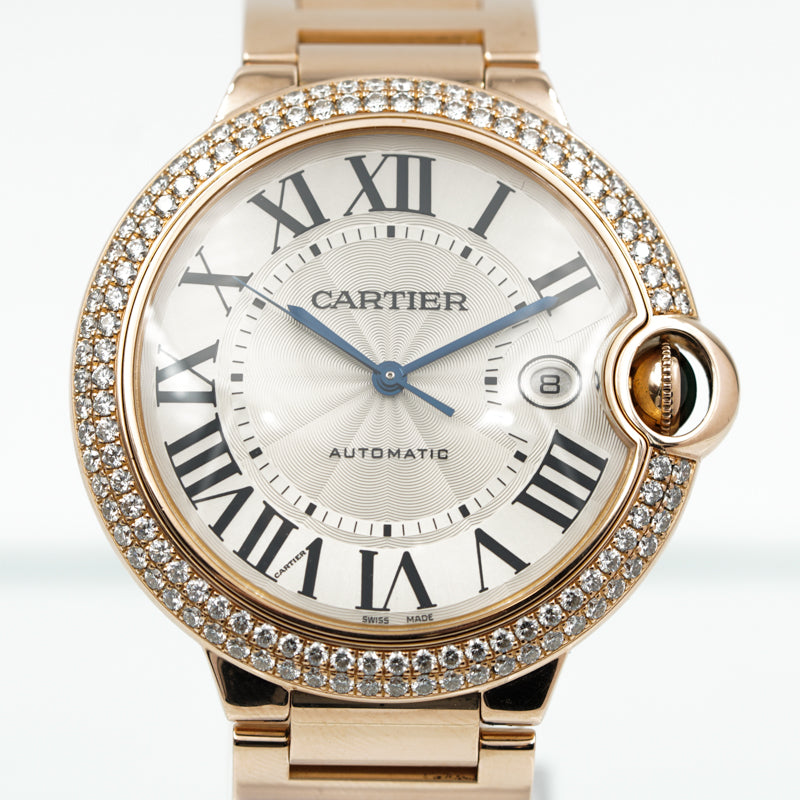 SOLD - 2/12/24 - Cartier Ballon Bleu Rose Gold 42mm Diamond Bezel WE9008Z3