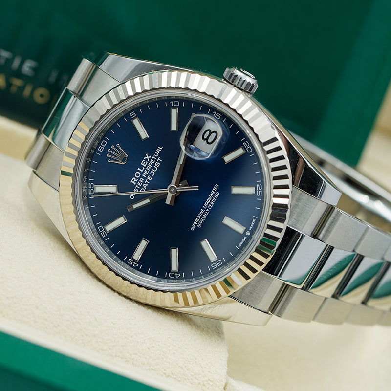 SOLD - 10/05/23 - Rolex Datejust 126334 Blue Dial 41mm Fluted Bezel B&P 2022