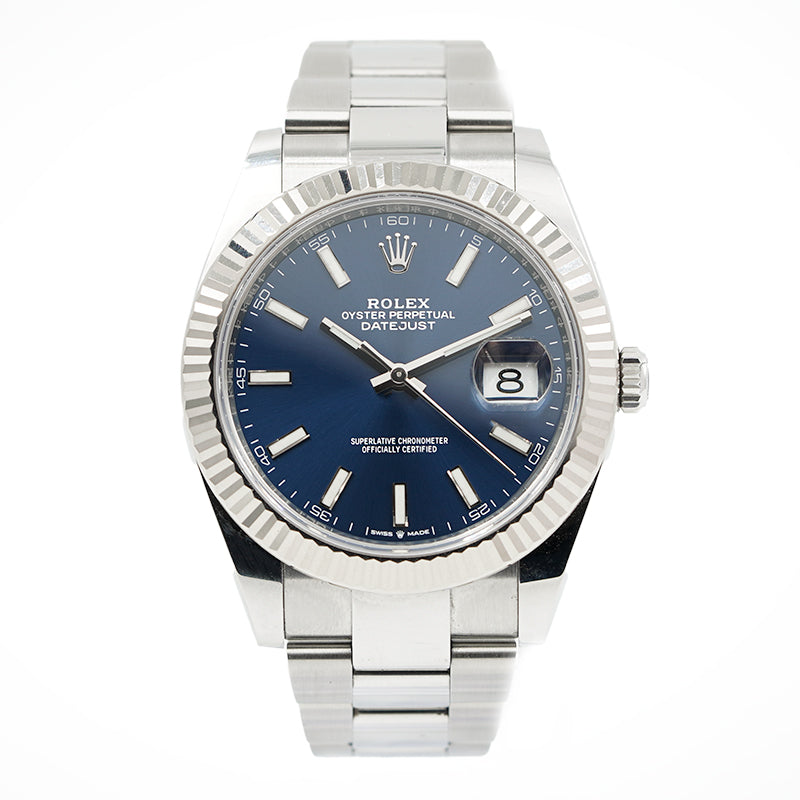 SOLD - 10/05/23 - Rolex Datejust 126334 Blue Dial 41mm Fluted Bezel B&P 2022