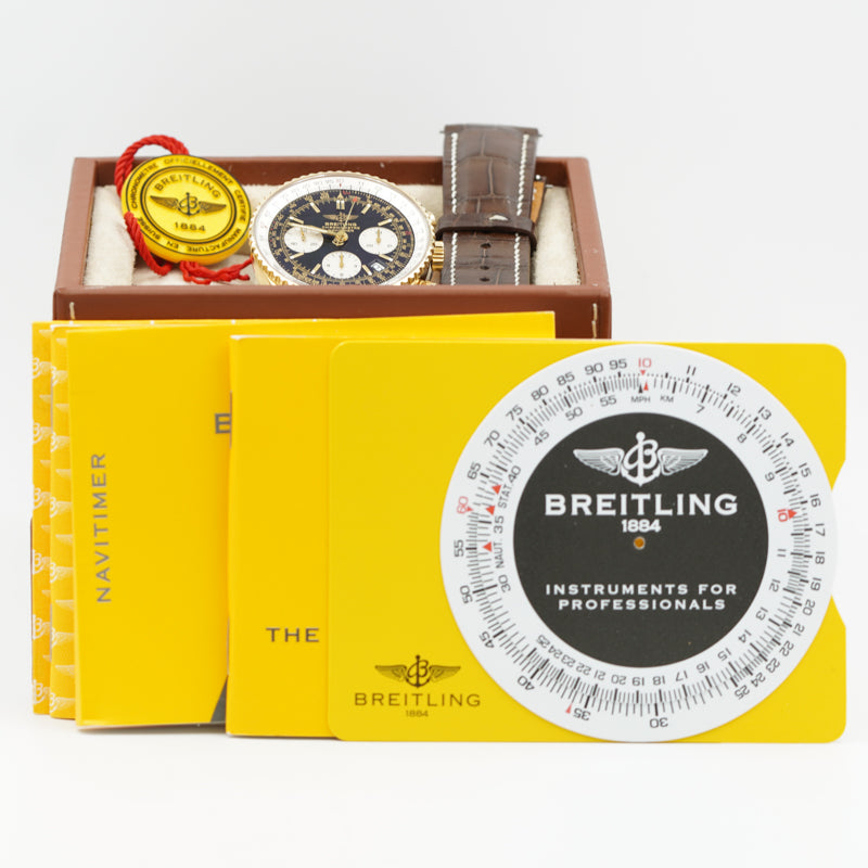 SOLD - 10/23/23 - Breitling Navitimer K23322 18K Yellow Gold 43mm B&P 2005