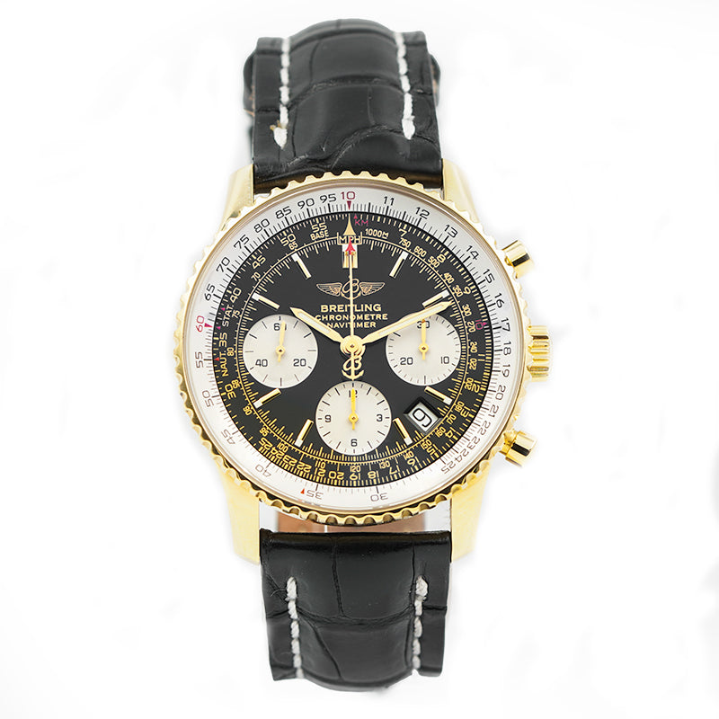 SOLD - 10/23/23 - Breitling Navitimer K23322 18K Yellow Gold 43mm B&P 2005