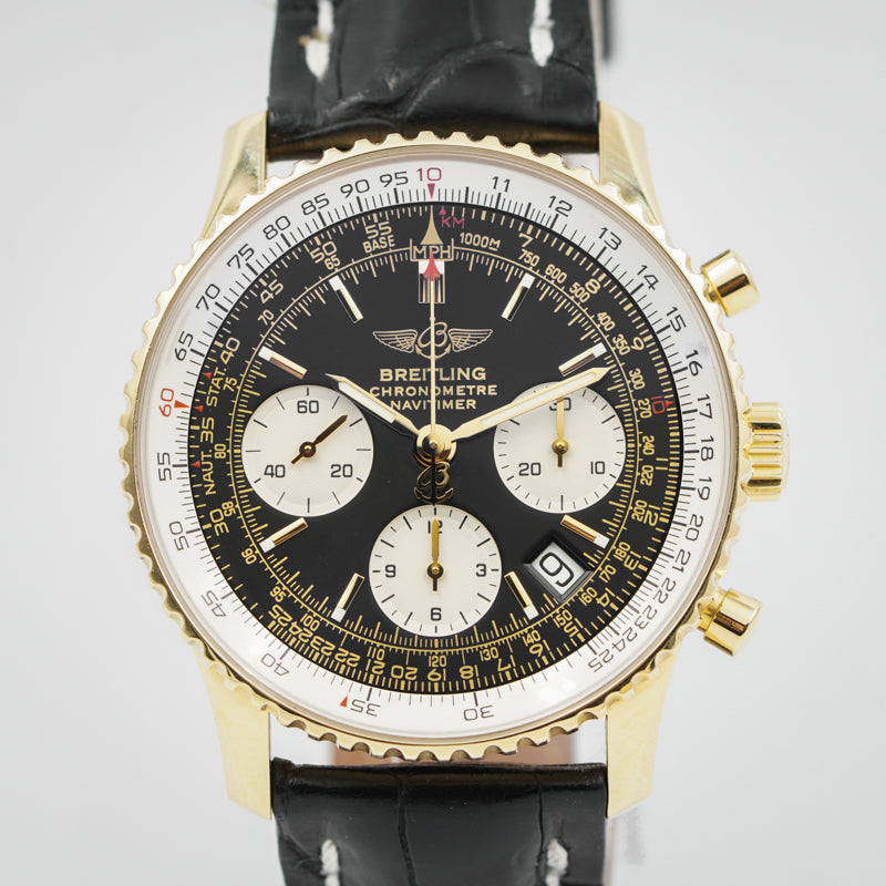 SOLD - 10/23/23 - Breitling Navitimer K23322 18K Yellow Gold 43mm B&P 2005