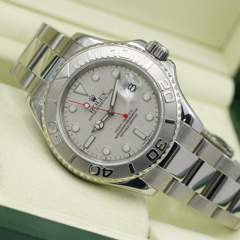 SOLD - 10/12/23 - Rolex Yachtmaster 16622 w. Box 2004 Platinum Dial & Bezel 40mm