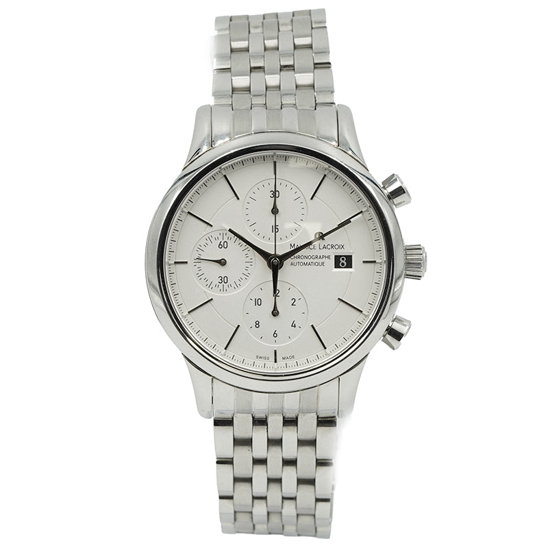 SOLD - 11/20/24 - Maurice Lacroix Classic Chronograph LC6058 White Dial B&P