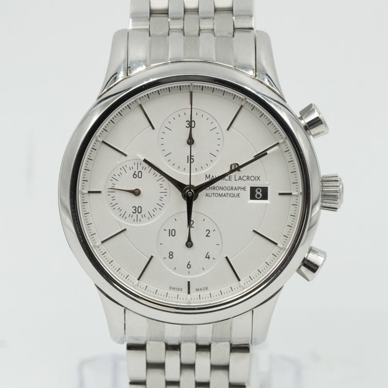 SOLD - 11/20/24 - Maurice Lacroix Classic Chronograph LC6058 White Dial B&P