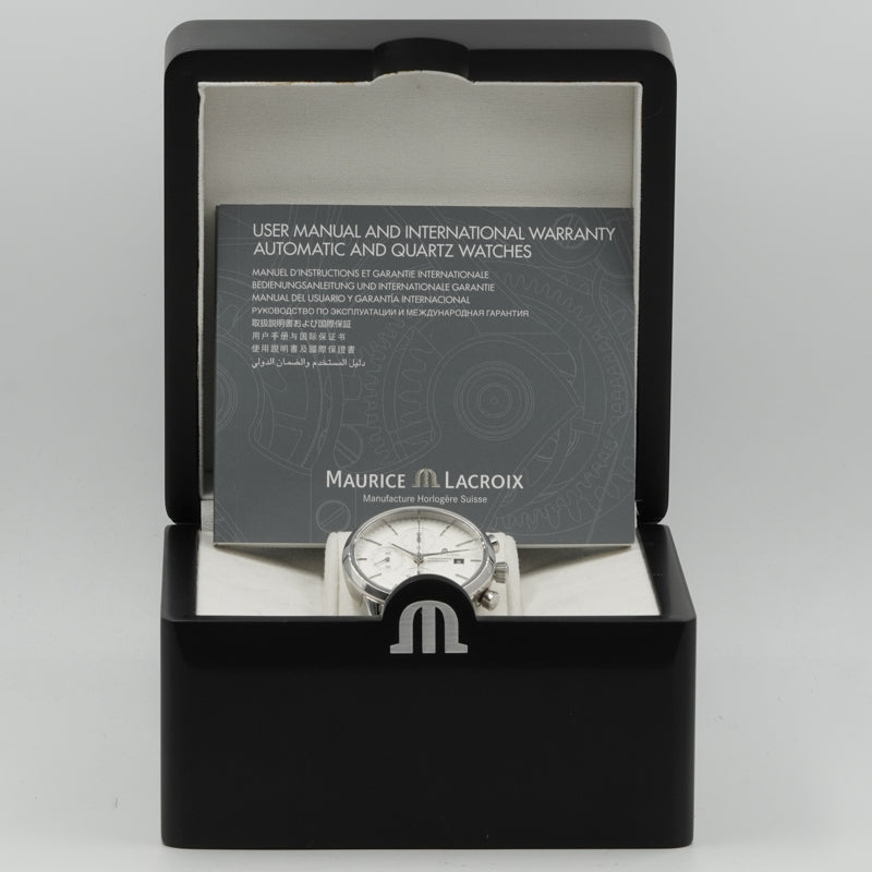 SOLD - 11/20/24 - Maurice Lacroix Classic Chronograph LC6058 White Dial B&P