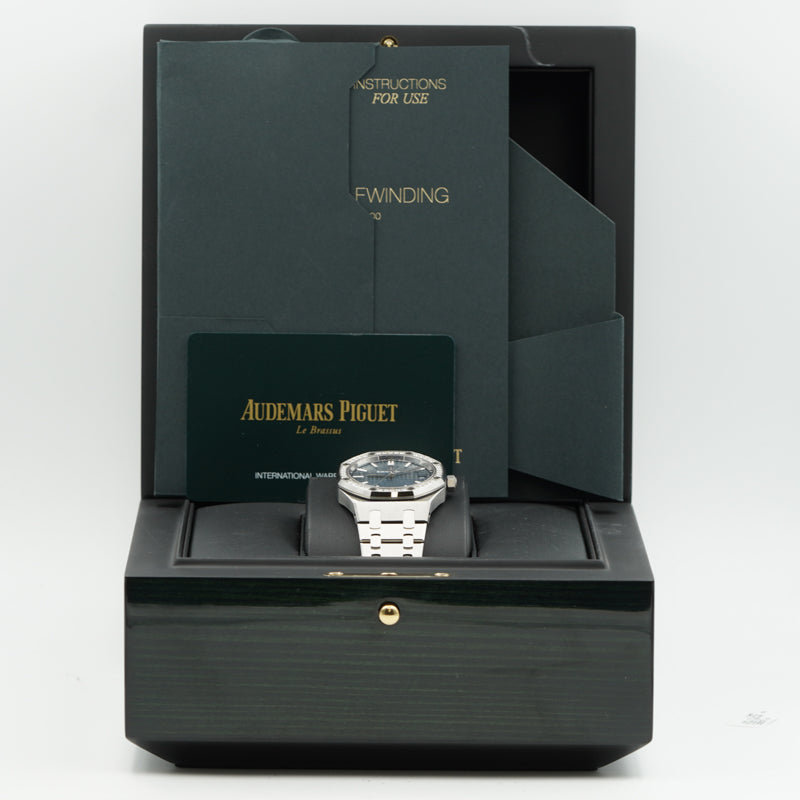 SOLD - 12/19/23 - Audemars Piguet 37mm Royal Oak Blue & Steel 15451ST.ZZ.1256ST.03 B&P