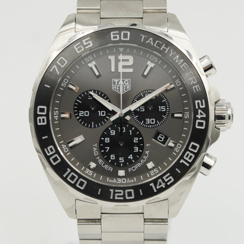 SOLD - 11/15/23 - Tag Heuer Formula 1 Chronograph Quartz Grey Dial B&P '23
