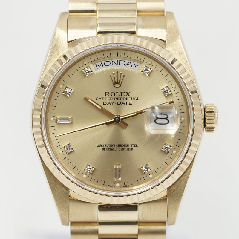 SOLD - 12/8/24 - Rolex Day-Date President 18038 18K Yellow Gold 1987 Box and Book