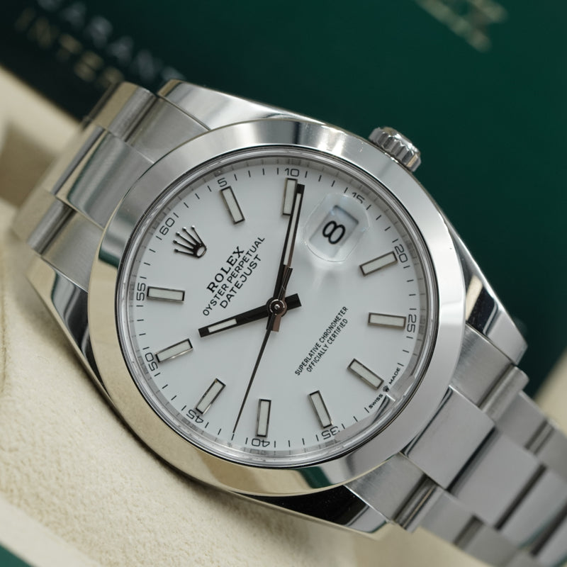 Rolex Datejust 126300 Smooth Bezel White Dial 41mm B&P 2023