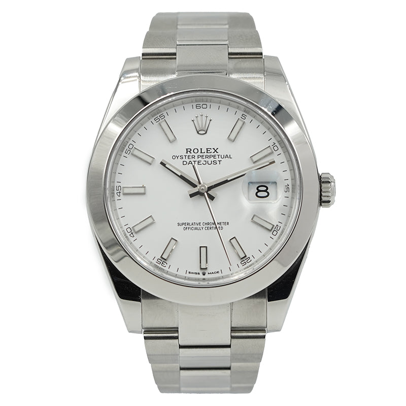 Rolex Datejust 126300 Smooth Bezel White Dial 41mm B&P 2023