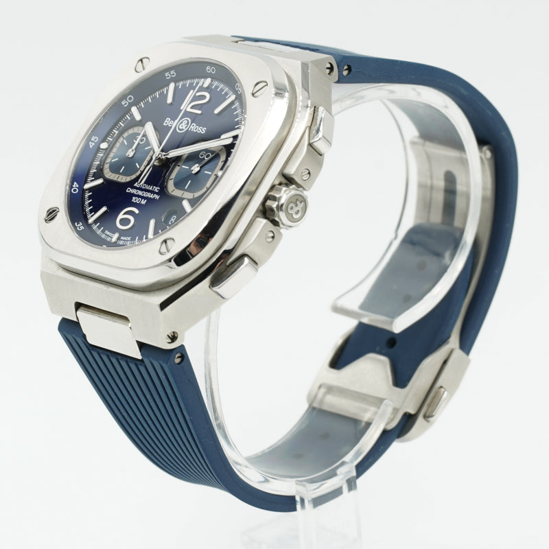 SOLD - Bell & Ross BR05C-BU-ST/SRB Blue Chronograph B&P '22 on Rubber