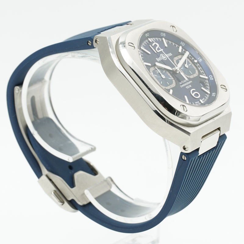 SOLD - Bell & Ross BR05C-BU-ST/SRB Blue Chronograph B&P '22 on Rubber