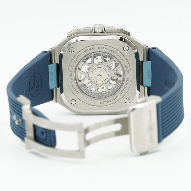 SOLD - Bell & Ross BR05C-BU-ST/SRB Blue Chronograph B&P '22 on Rubber