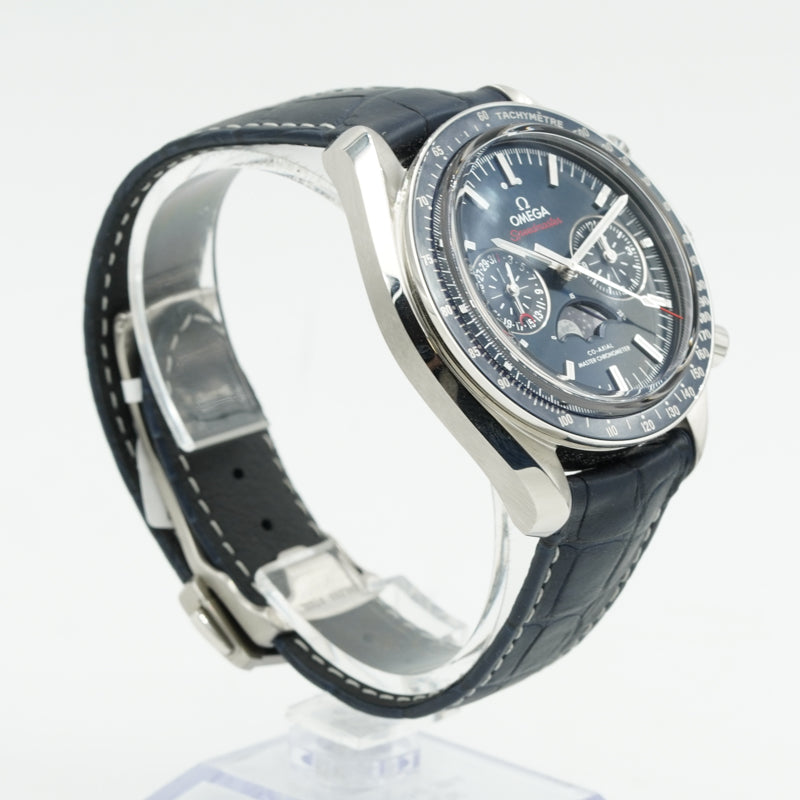 SOLD - 1/15/24 - Omega Speedmaster Moonphase Blue Dial 304.34.45..02.03.001 Chronograph '23 B&P