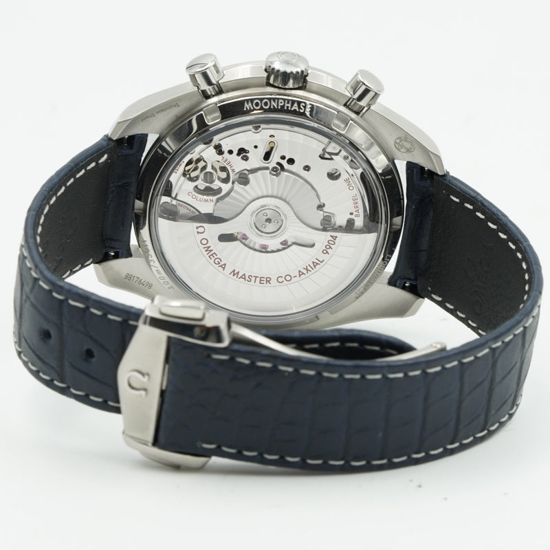 SOLD - 1/15/24 - Omega Speedmaster Moonphase Blue Dial 304.34.45..02.03.001 Chronograph '23 B&P