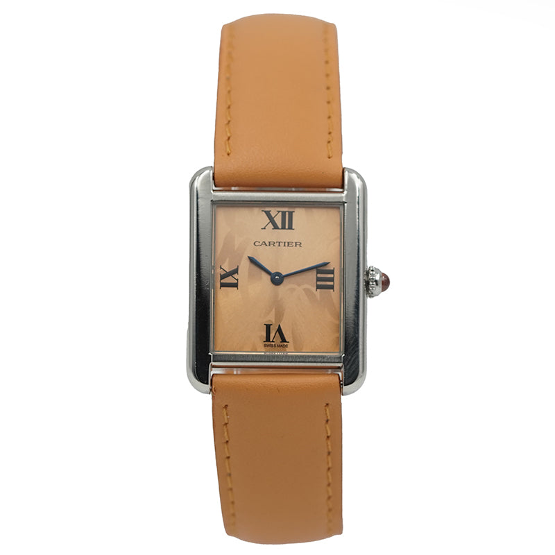 SOLD - 10/2/24 - Cartier Tank Solo Orange W1019455 Stainless Steel Orange Strap w. Box Limited Ed