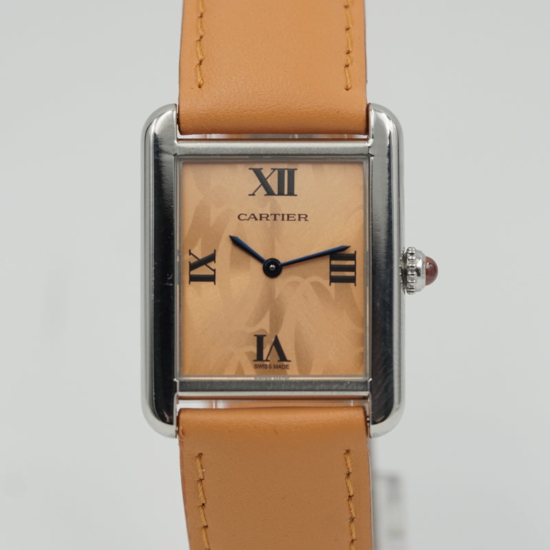 SOLD - 10/2/24 - Cartier Tank Solo Orange W1019455 Stainless Steel Orange Strap w. Box Limited Ed