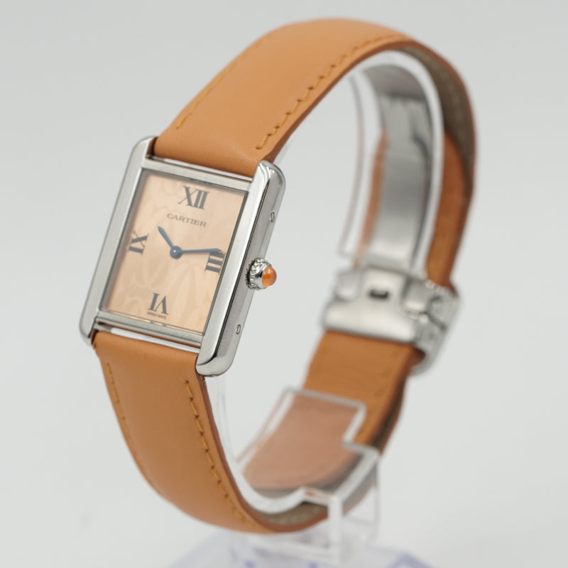 SOLD - 10/2/24 - Cartier Tank Solo Orange W1019455 Stainless Steel Orange Strap w. Box Limited Ed