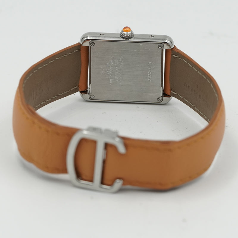 SOLD - 10/2/24 - Cartier Tank Solo Orange W1019455 Stainless Steel Orange Strap w. Box Limited Ed