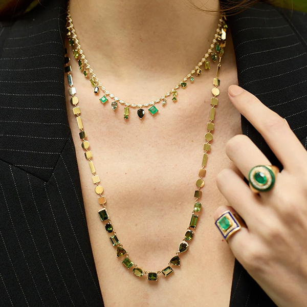 Eden Presley 14k Yellow Gold Green Collar Necklace  - ED-N010-Green
