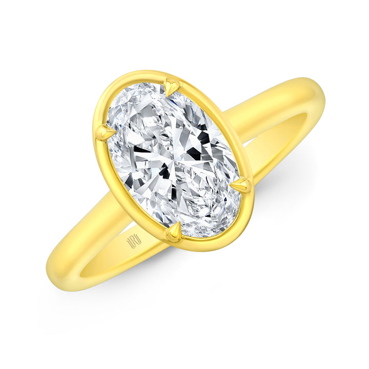 Rahaminov 18K Yellow Gold 2.00ct Oval Bezel Set Engagement Ring - F64-2414