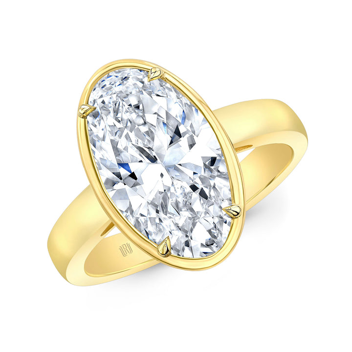 Rahaminov 18K Yellow Gold 4.00ct Oval Bezel Set Engagement Ring - F84-2598