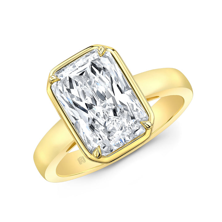 Rahaminov 18K Yellow Gold 3.00ct Radiant Cut Bezel Set Engagement Ring - FL-3395