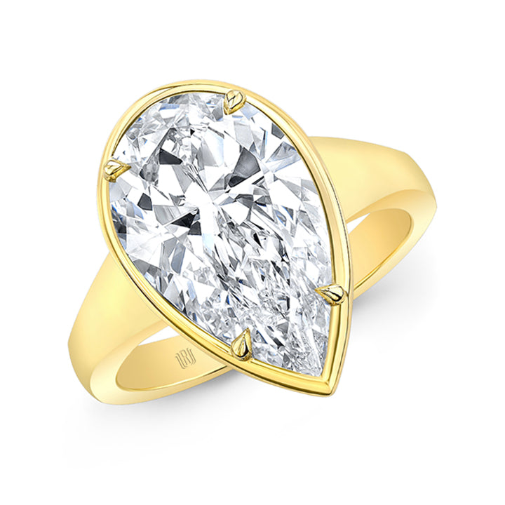 Rahaminov 18K Yellow Gold 7.00ct Pear Bezel Set Engagement Ring - FL-3406