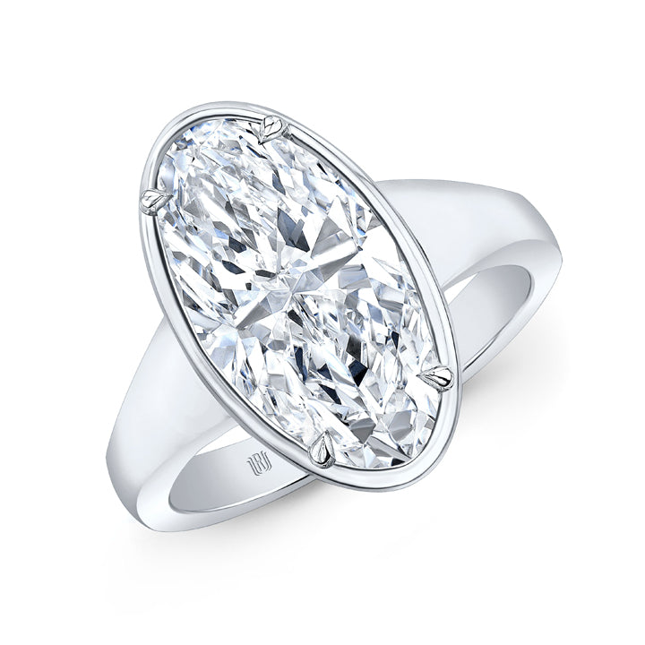 Rahaminov Platinum 4.50ct Movál Bezel Set Engagement Ring - FL-3408