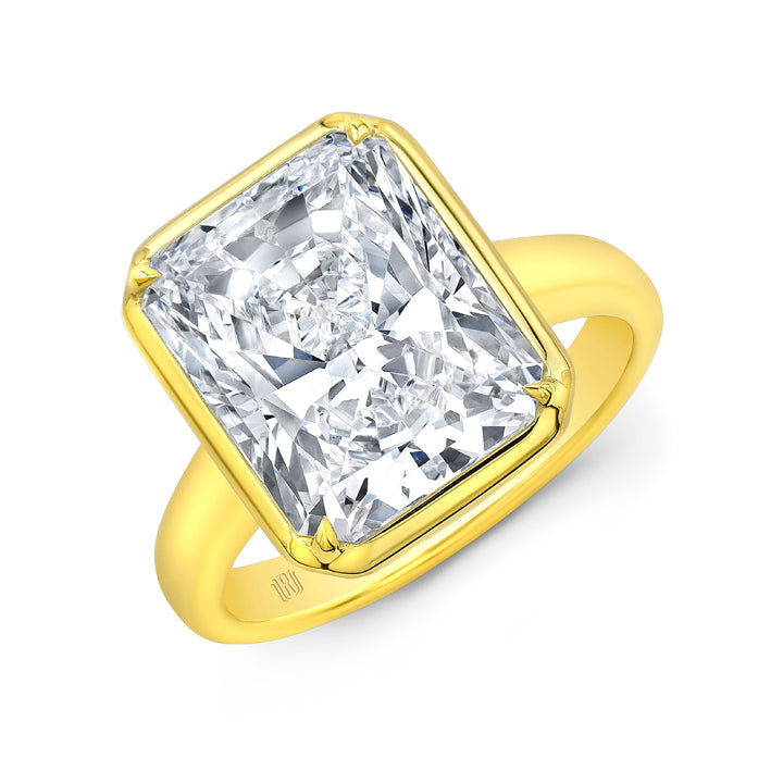 Rahaminov 18K Yellow Gold 8.00ct Radiant Cut Bezel Set Engagement Ring - FL-3455