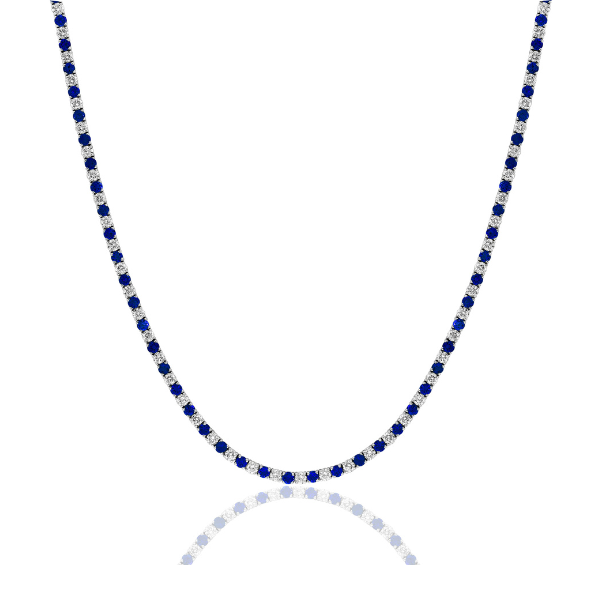 Moyer Collection 14KW Gold Sapphire & Diamond Tennis Necklace - N5050-8WGS