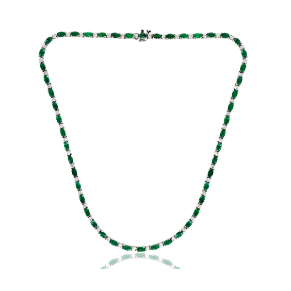 Moyer Collection 14KW Gold Emerald & Diamond Necklace - N5692-WGSE
