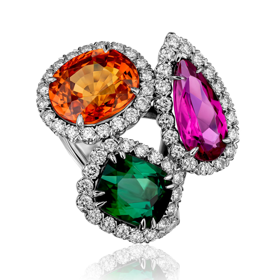Christopher Designs Three-Stone Sapphire Ring - L743-MULTI