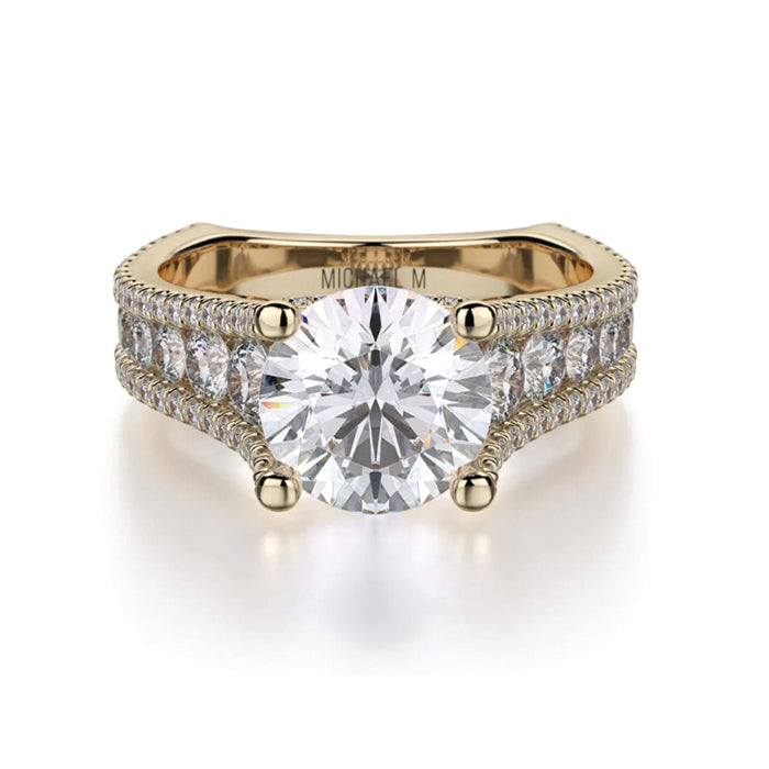 Michael M 18K Gold 1.53ctw Diamond Three Row Euro Shank Engagement Ring Semi-Mounting- R480-2