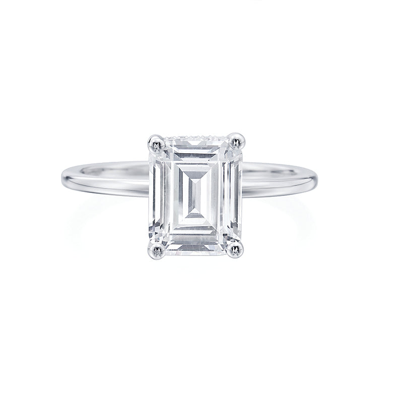 Moyer Thin 14k White Gold Emerald Cut Diamond Solitaire Engagement Ring- 405146