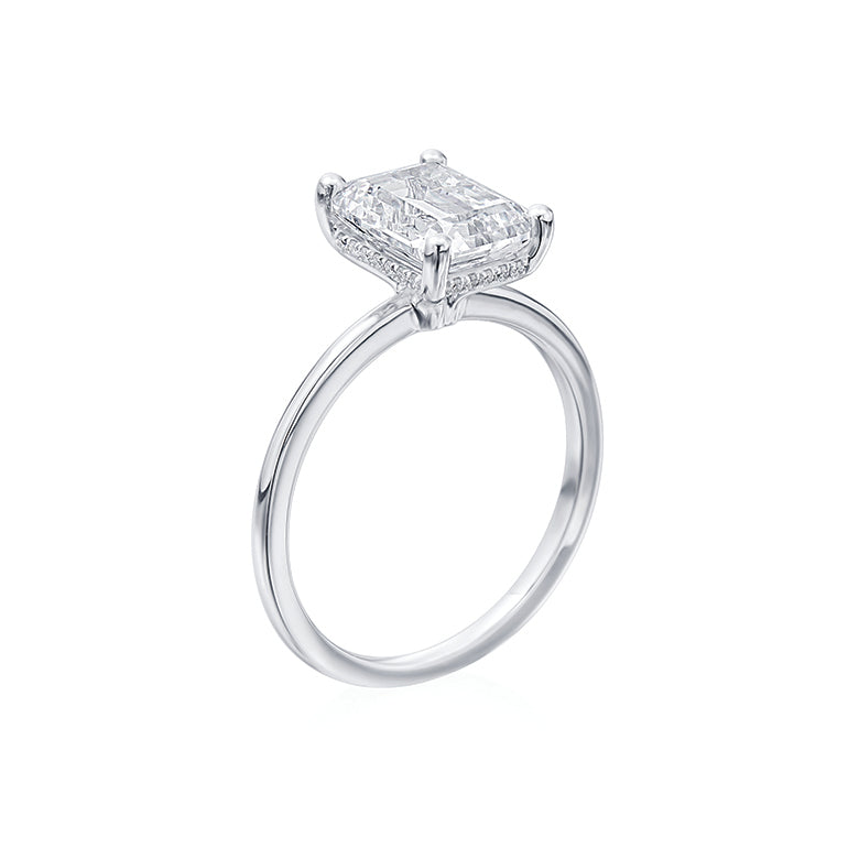 Moyer Thin 14k White Gold Emerald Cut Diamond Solitaire Engagement Ring- 405146