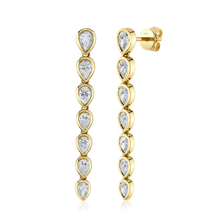 14K Yellow Gold 1.47ctw Diamond Pear Bezel Drop Earrings - SC55024451