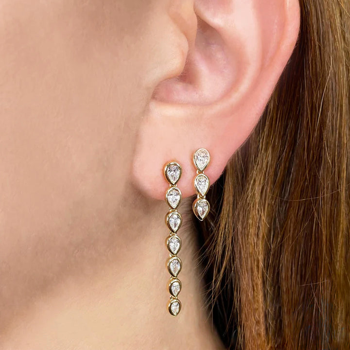14K Yellow Gold 0.82ctw Diamond Pear Bezel Drop Earrings - SC55024451V2
