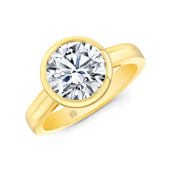 Rahaminov 18K Yellow Gold 2.00ct Round Brilliant Cut Bezel Set Engagement Ring - SP-1603-YG